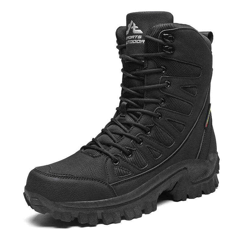 New High Quality Leather Men'S Work Boots High Help Men Desert Combat Boots Outdoor Non-Slip Hiking Shoes Men Motorcycle Boots