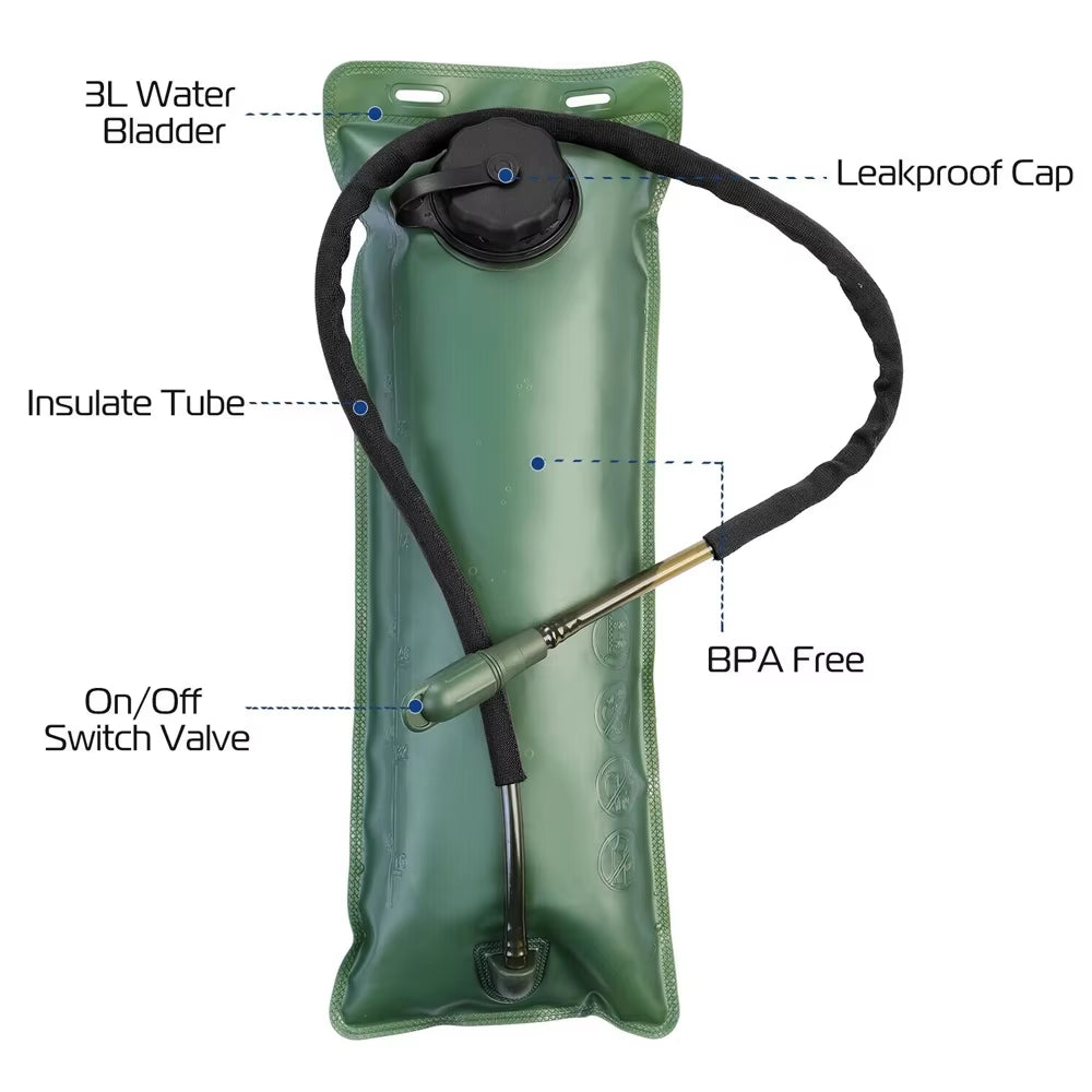Hydration Bladder,3Lwater Bladder for Hiking Backpack Leak Proof Water Reservoir Storage Bag,Bpa-Free Water Pouch Hydration Pack