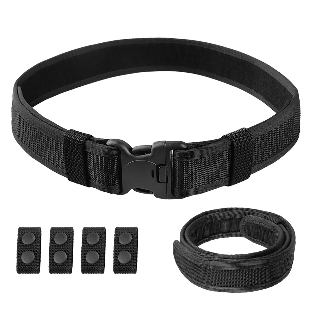 Heavy Duty 1.97" Men Nylon Outer Tactical Belt Tactical Gear with 1.5" Inner Belt Hunting Security Duty Belt with POM Buckle