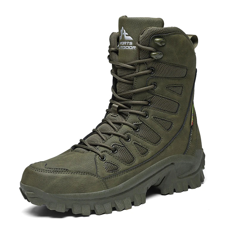 New High Quality Leather Men'S Work Boots High Help Men Desert Combat Boots Outdoor Non-Slip Hiking Shoes Men Motorcycle Boots