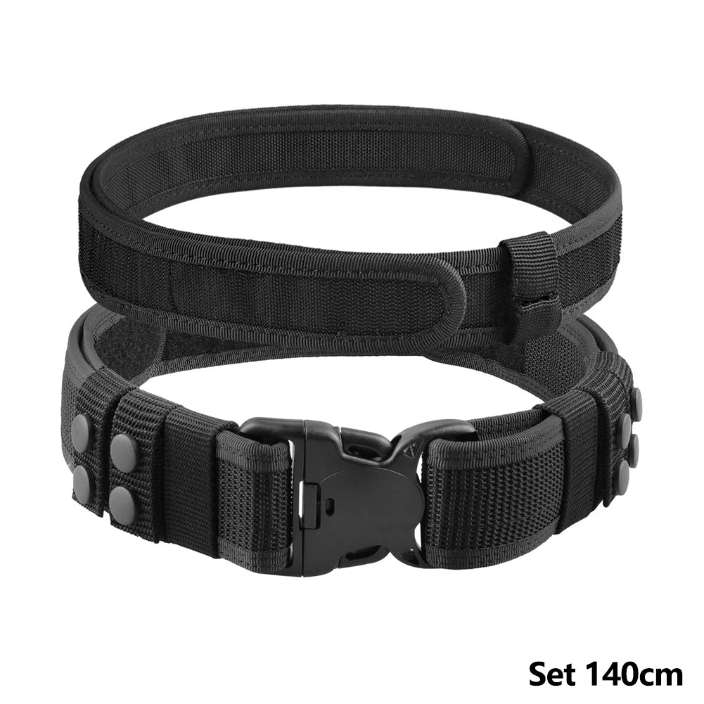 Heavy Duty 1.97" Men Nylon Outer Tactical Belt Tactical Gear with 1.5" Inner Belt Hunting Security Duty Belt with POM Buckle