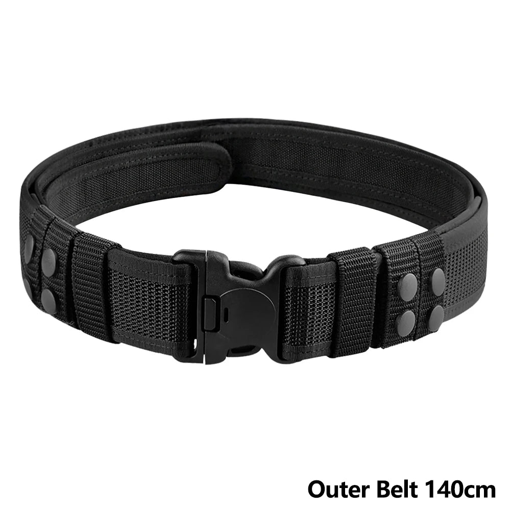 Heavy Duty 1.97" Men Nylon Outer Tactical Belt Tactical Gear with 1.5" Inner Belt Hunting Security Duty Belt with POM Buckle