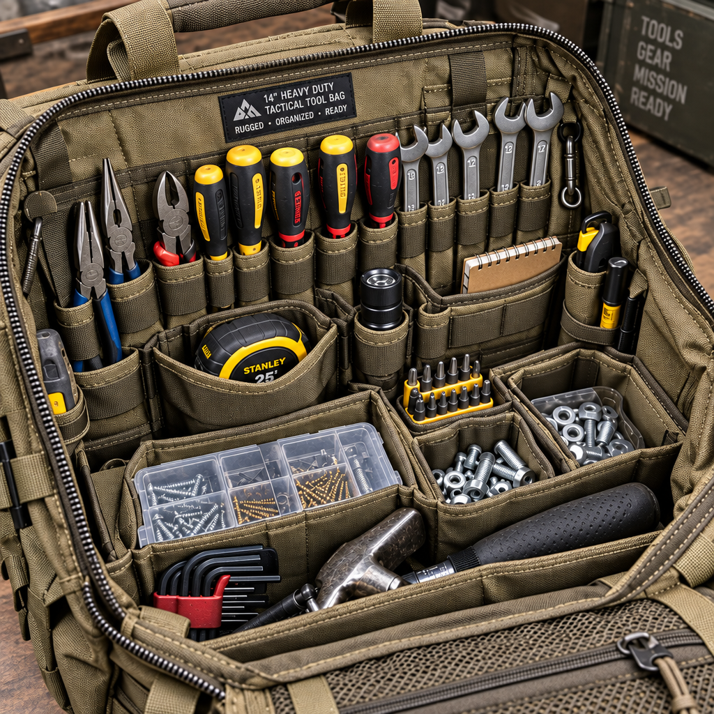 Tactical Tool Bag Khaki Interior Detail